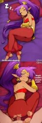 1boy 1boy1girl 1boys 1female 1girl1boy 1girls 1male 2_panel_comic ai_assisted annoyed bed bedroom_background bedroom_eyes blush clothed clothed_female clothed_female_nude_male clothing collar comic comic_page comic_strip dark-skinned_female edit edited feet female female_focus female_penetrated genie genie_girl light-skinned_male long_hair ponytail purple_hair ripped ripped_clothing ripped_pantyhose sex shantae shantae_(character) simple_background sleeping sleeping_female small_breasts smaller_female socially_done_(artist) solo solo_female solo_focus stirrup_legwear stirrup_socks stirrup_stockings stirrup_thighhighs stirrups sweat sweating tan-skinned_female tan_body tan_skin tears text thick_ass thick_thighs torn torn_clothes torn_clothing torn_pantyhose vagina vaginal_insertion vaginal_penetration waking_up woken_up zzz