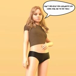 1girls 3d 3d_(artwork) 3d_animation 3d_artwork 3d_model 3d_render belly belly_button bellybutton_fetish comic_bubble crop_top female humor humor_porn kink kinky looking_at_viewer m3gan m3gan_(film) navel navel_fetish navel_fingering navel_focus navel_kink navel_penetration navel_play navel_poke petite petite_body petite_female robot robot_girl short_girl shy_expression shy_female shy_girl speech_bubble talking_to_viewer zazkinkart