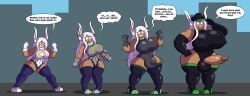 1futa animal_humanoid armwear black_clothing black_gloves black_handwear black_hat black_headwear black_leotard bodily_fluids breast_expansion breasts brown_eyes bulge clothing clothing_transformation colored comic crescent_moon_(marking) dark-skinned_futa dark_body dark_skin dialogue drooling elbow_gloves english_text expansion female ftg_transformation fti_transformation futa_only futa_transformation futanari gender_transformation genital_growth genitals gesture gloves glowing glowing_eyes green_eyes grepstrash growth gynomorph hair handwear happy hat headgear headwear hi_res humanoid intersex intersex_transformation lagomorph lagomorph_humanoid legwear leotard leporid_humanoid long_hair mammal mammal_humanoid markings moon_(marking) my_hero_academia penis penis_growth penis_poking_out rabbit_ears rabbit_humanoid rumi_usagiyama saliva salute solo speech_bubble text thigh_highs transformation white_hair