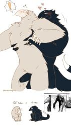 9:16 anthro anthro_on_anthro aroused artist_name avian black_body black_fur blush bodily_fluids chest_grab circle_eyes cum cum_drip dipstick_tail dripping duo empty_eyes erection exclamation_point from_behind_position fur gay gay_anal gay_male gay_sex genital_fluids genitals grey_body grey_fur grinding gt_robo heart_symbol hearts_around_head hi_res homosexual homosexual_male homosexual_sex imminent_sex lovebuffpg45 male male/male male_only male_penetrated male_penetrating male_penetrating_male markings muscular muscular_anthro muscular_male narrowed_eyes nitro_(toriko) penis reference_image robot_anthro sex simple_background smile surprised sweat tail tail_markings text toriko_(series) white_background white_eyes