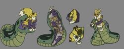 absurd_res anthro apode assimilation balls bandai_namco corruption digimon digimon_(species) draconcopode genitals hi_res intersex lamia legless parasite penis renamon reptile scalie serpentine snake soft_vore split_form tagme tentacle tongue transformation transformation_through_vore trapknight vore