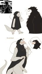 anthro anthro_on_anthro aroused artist_name black_body black_fur clothed clothing clothing_lift crossdressing crossdressing_(mtf) crossdressing_male cutaway duo exclamation_point expression_cutaway eye_contact femboy fur gay gay_anal gay_male gay_sex genitals grey_body grey_fur heart_reaction hi_res homosexual homosexual_male homosexual_sex hooded_robe inviting looking_at_another lovebuffpg45 male male/male male_only male_penetrated male_penetrating male_penetrating_male muscular muscular_male narrowed_eyes nitro_(toriko) no_underwear noticing penis presenting presenting_penis reference_image sack simple_background smile tail text toriko_(series) white_background yellow_eyes