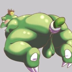 1:1 amphibian anal anal_fluids anal_sex anthro ass backsack balls blush bodily_fluids clothed clothing crown crown_only feet food food_fetish food_in_ass food_insertion food_play frog genitals headgear headgear_only hi_res improvised_sex_toy jewelry male mario_bros mostly_nude necklace nintendo nude overweight overweight_anthro overweight_male partially_clothed penetration phillbeep_beepbop plant presenting presenting_hindquarters radish soles solo vegetable wart_(mario)