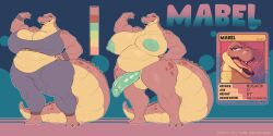 2021 3_toes absurd_res alligator alligatorid anthro areola balls big_breasts big_bulge big_penis biped bottomwear breasts bulge clothed clothing crocodilian crop_top english_text feet flexing flexing_bicep genitals glans glistening glistening_genitalia glistening_penis green_areola green_glans green_nipples green_penis gynomorph half-erect height hi_res intersex mabel_(starlordaries) model_sheet muscular muscular_anthro muscular_gynomorph muscular_intersex nipples open_mouth pants peculiart penis pronouns reptile scalie shirt slightly_chubby solo tail text thick_tail toes topwear vein veiny_penis yoga_pants