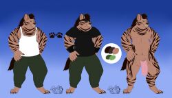 alchemyfox anthro big_penis black_clothing black_shirt black_stripes black_t-shirt black_topwear brown_body brown_fur canid canine canis clothing digital_drawing_(artwork) digital_media_(artwork) domestic_dog english_description eyewear fur genitals glasses gradient_background hand_on_hip hi_res hyena male mammal model_sheet nude_anthro nude_male penis shirt simple_background solo striped_body striped_fur stripes t-shirt tank_top topwear wearing_glasses white_clothing white_shirt white_tank_top white_topwear wolf