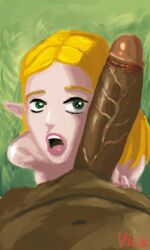 1girls :o bimbo blonde_hair breath_of_the_wild dark-skinned_male dark_skin eyelashes eyeliner female ganondorf gerudo green_eyes green_skin imminent_rape interracial large_penis long_hair long_penis looking_at_penis penis_awe penis_on_face pointy_ears pov princess princess_zelda royalty skinny slim surprised teenager the_legend_of_zelda vicetoons zelda_(breath_of_the_wild)