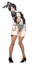 ass ass_focus atlus bunny_boy bunny_costume bunnysuit fat_ass femboy gay hair_over_one_eye kurosu_jun male_only male_playboy_bunny megami_tensei otoko_no_ko persona persona_2 persona_2_innocent_sin risuko showing_breasts thick_thighs thighhighs thighs twink yaoi