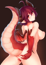 ass dragon_tail granblue_fantasy grea_(shingeki_no_bahamut) horns kerasu monster_girl naked nipples pointy_ears pubic_hair pussy pussy_juice ricegnat shingeki_no_bahamut tail uncensored wings