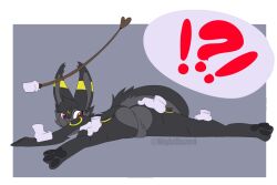 2023 2d_animation 3_toes animated anthro anus ass balls big_ears black_nose black_pawpads butt_slap disembodied_hand ear_tuft eeveelution exclamation_point feet fluffy fluffy_tail frame_by_frame generation_2_pokemon genitals holding_down loop lying male nightdazed nintendo on_front pawpads paws pokemon pokemon_(species) question_mark red_eyes short_playtime slap solo spanking spanking_butt tail toes tuft umbreon watermark whip whipping yelp