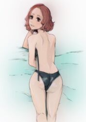 1girls fluffy_hair haru_okumura no_bra panties persona persona_5 short_hair underwear untied_bra