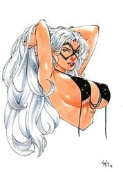 1girls 2019 angry arms_up big_breasts black_bikini_top black_bra black_cat_(marvel) blue_eyes bra breasts busty dated earrings ed_benes_studio eye_contact eyeshadow felicia_hardy female female_only glare hands_in_hair holding_hair hoop_earrings huge_breasts human large_breasts lipstick looking_at_viewer makeup marvel marvel_comics mascara nipple_bulge pinup purple_lips purple_lipstick signature solo spider-man_(series) upper_body vagner_fernandes