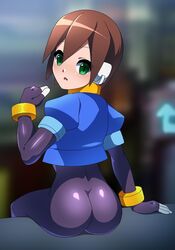 aile ass blush brown_hair cute female female_only green_eyes mega_man mega_man_zx rockman rockman_zx thick_ass xenoxeno