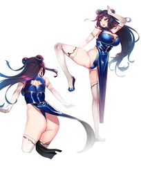 chinese_clothes double_bun female hiememiko highleg huge_ass huge_breasts kantai_collection kung_fu long_hair thong_leotard