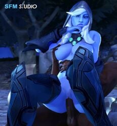 3d 3d_(artwork) animated blender blue_skin breast_grab breasts dark-skinned_male dark_elf dark_skin dota dota_2 drow drow_ranger elf female finger_biting hood interracial large_penis male penis pointy_ears pussy sex sfmstudio sitting sitting_on_lap sitting_on_penis sitting_on_person tagme traxex vaginal vaginal_penetration video white_hair