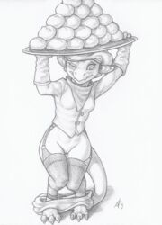 1girls 2019 accidental_exposure baker black_and_white blush bodily_fluids bread breasts clothed clothing crestfallenartist curvy exposed exposed_pussy female female_only food hat headgear headwear kobold large_breasts lingerie pants_down partially_clothed pussy scalie sketch solo standing tears wardrobe_malfunction wide_hips