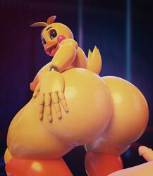 3d 3d_(artwork) avian big_breasts big_butt chicken cum female five_nights_at_freddy's five_nights_at_freddy's_2 holding_ass huge_ass larger_female looking_back machine mipsmiyu robot thick_thighs toy_chica_(fnaf)