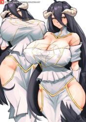 albedo_(overlord) black_hair horns long_hair looking_at_viewer overlord_(maruyama) smile smiling smiling_at_viewer succubus tagme xhaart yellow_eyes