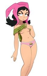 1girls 20th_century_fox 20th_century_studios angeliccmadness arksinclair arttmadness bob's_burgers breasts clothing disney female female_only fox_corporation green_shirt human louise_belcher medium_breasts pale_skin panties pink_panties solo white_background young