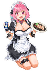 apron idolmaster legwear maid pink_hair sirurabbit thighhighs thighs yumemi_riamu