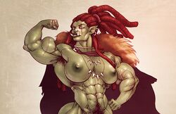 1girls abs areolae armpit_hair ass biceps big_lips big_nipples claws cloak dreadlocks earrings extreme_muscles eye_scar female female_only female_pubic_hair green_skin hand_on_hip humanoid janrock large_areolae muscles muscular_female navel necklace nipples orc orc_female ponytail pubic_hair serratus_anterior solo tusks yellow_eyes