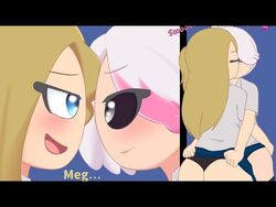 ass blue_eyes fnafhs gray_eyes joy_(fnafhs) meg_(fnafhs) tagme white_hair