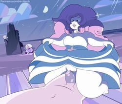 1boy 1girls 2019 absurd_res amethyst_(steven_universe) big_breasts breasts cartoon_network clothed clothed_sex clothing cowgirl_position detailed_background dress dress_lift female gem_(species) long_hair milf mrcbleck pearl_(steven_universe) penis pink_hair pussy rose_quartz_(steven_universe) steven_universe unseen_male_face vagina vaginal_penetration