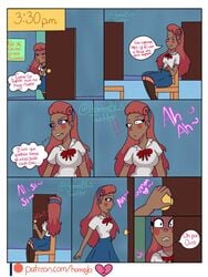 dark-skinned_female dark_skin fnafhs homerbls red_hair school_uniform spanish_text tagme text toddy_(fnafhs)