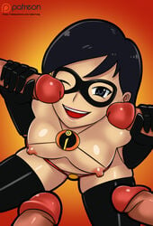 1girls 4boys areolae black_eyes black_hair boots breasts breasts_out disney elbow_gloves erect_nipples female female_focus gangbang glans handjob human lipstick long_hair male mask multiple_boys nipples penis penis_grab pixar saberrung small_breasts smile smooth_skin tagme the_incredibles thick_thighs violet_parr wide_hips wink