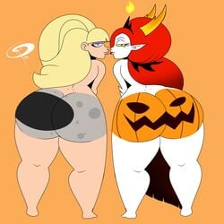 2girls after_kiss ass bent_forward big_ass blonde blonde_hair bodypaint commission crossover dark_side_of_the_moon dat_ass disney disney_channel feet female frostbiteboi gravity_falls half-closed_eyes halloween hekapoo huge_ass jack-o'-lantern kiss kissing looking_at_viewer moon multiple_girls nude pacifica_northwest painted painted_ass patreon_reward pumpkin_butt red_hair saliva saliva_trail star_vs_the_forces_of_evil straight_hair thick_thighs thighs tongue tongue_out wide_hips yuri