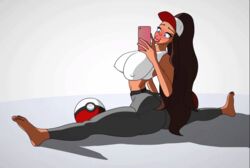 1girls alternate_breast_size animated big_ass big_breasts big_lips bimbo clothes feet female female_only flexible hat hilda_(pokemon) human large_ass large_breasts leggings long_hair midriff nintendo phone poke_ball pokemon pokemon_bw ponytail scolexxx selfie shirt sitting soles solo source_request splits spread_legs tank_top thick_thighs thin_waist toes very_long_hair wide_hips