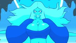 accurate_art_style artist_request aura belly_button big_breasts blue_diamond_(steven_universe) blue_dress blue_eyes blue_hair blue_skin breasts busty cartoon_network cleavage diamond_(gem) diamond_authority dress edit female female_only gem gem_(species) large_breasts navel reunited_(steven_universe) screencap steven_universe