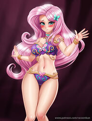 1girls belly belly_dancer belly_dancer_outfit blue_eyes blush bracelet breasts cleavage clothing dancer_outfit equestria_girls female female_only fluttershy_(eg) friendship_is_magic harem_outfit hasbro human human_only humanized jewelry long_hair looking_at_viewer my_little_pony navel necklace pink_hair racoonkun shiny shiny_hair shiny_skin solo straight_hair thighs