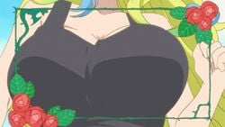 1girls 2d 2d_animation animated animated_gif big_breasts bouncing_breasts breasts cleavage clothed dragon dragon_girl female female_only huge_breasts miss_kobayashi's_dragon_maid monster_girl official_copyright quetzalcoatl_(dragon_maid) screencap screenshot