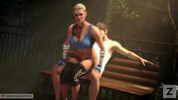 1boy 1girls 3d ambiguous_penetration animated athletic bare_calves bare_midriff bare_shoulders big_breasts bouncing_breasts breasts busty calves cassie_cage clothed_female_nude_male erection female fingerless_gloves huge_breasts large_breasts male mortal_kombat mortal_kombat_x muscular_female navel no_sound outdoors pants_down penetration penis rough_sex sex sitting sitting_on_lap sitting_on_penis sitting_on_person source_filmmaker sports_bra sportswear straight tank_top thick_thighs tied_hair video yoga_pants zeta_saint