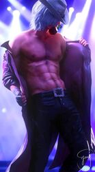 abs dante devil_may_cry devil_may_cry_5 emy-san male male_only muscular muscular_male open_shirt rose_in_mouth solo solo_male