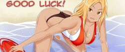 beach big_breasts blonde blonde_hair booty_calls good_luck_girl! lifeguard lifeguard_swimsuit sarah_(booty_calls) tagme