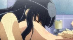 2girls animated black_hair blonde_hair canonical_scene face_in_breasts female female_only ikaruga_(senran_kagura) katsuragi_(senran_kagura) multiple_girls screencap senran_kagura tagme yuri