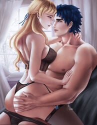 1boy 1boy1girl 1girls ass biceps blonde blonde_hair breasts breasts_on_chest canon_couple canonical_sex clothed_sex dat_ass erina_pendleton female human husband_and_wife jojo's_bizarre_adventure jonathan_joestar long_hair looking_at_another male male/female married_couple muscular muscular_male pale-skinned_female pale_skin partially_clothed penetration phantom_blood romantic shounen_jump straight topless topless_male vaginal_penetration wei_(promise_0820) wholesome window