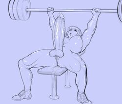 1futa animal_genitalia animal_penis futanari huge_cock intersex penis sawacoe sketch solo_futa veiny_penis weightlifting