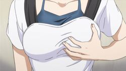 animated ashisu_sahoto breast_grab breast_squeeze breasts clothed female mangaka-san_to_assistant-san_to tagme