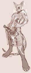 anthro balls bodily_fluids clothed clothing coat disembodied_hand domestic_cat duo erection fangs felid feline felis front_view genitals hairless hairless_cat handjob hi_res humanoid_genitalia humanoid_penis looking_pleasured male male_anthro mammal monochrome open_mouth penile penis raincoat seraphictiger sex solo_focus sphynx_(cat) standing sweat sweaty_face teeth topwear translucent translucent_clothing