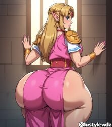 1girls against_wall ai_generated big_ass big_breasts blonde_hair bubble_ass bubble_butt dress earrings elf_ears lewd long_hair lustylewdz nail_polish nintendo phat_ass princess princess_zelda shirt solo standing the_legend_of_zelda thick_ass thick_thighs zelda_(twilight_princess)