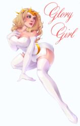 blonde_hair blush cleavage clothed costume elbow_gloves female female_only fully_clothed glory_girl gloves long_gloves parahumans pinup pose serellia solo superheroine victoria_dallon wildbow worm worm_(web_series)