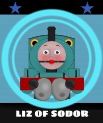 blush gagged grey_breasts grey_face lipstick locomotive oc steam_locomotive title train