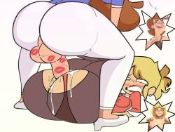 2d ass balls big_ass big_breasts big_penis blonde_hair breasts brown_hair cum cum_drip cum_inside futanari lipstick lipstick_on_penis mating_press milf rita_loud sex sssir8 the_fairly_oddparents the_loud_house timmy's_mom underwear white_pants