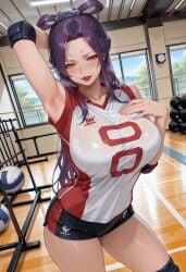 ai_generated breasts female joka_(kusuriya_no_hitorigoto) kusuriya_no_hitorigoto long_hair mature mature_female milf purple_hair tagme volleyball_uniform