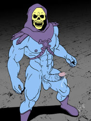 animated_skeleton dripping erection lich male male_only masters_of_the_universe penis precum prince_albert_piercing skeletor skull solo undead yaoi