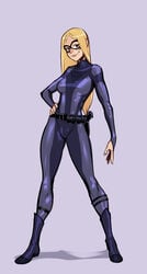 blonde_hair bodysuit clothed costume female female_only full_body izra lisa_wilbourn parahumans plain_background solo solo_female superheroine supervillain tattletale_(worm) wildbow worm_(web_series)