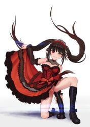 2d 2d_(artwork) ass black_hair boots breasts censored date_a_live dildo dildo_in_ass exposed_pussy gothic_lolita light-skinned_female long_hair medium_breasts nipples no_panties red_eyes thighs tokisaki_kurumi twintails