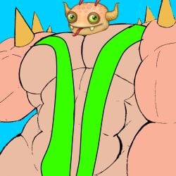 1boy anthro anthro_on_anthro bara biceps buff close_view down_view dragon dragong edited edited_image edited_official_artwork ethereal_island ethereal_monster green_mankini green_thong looking_up male male_only male_thong mankini monster monster_boy muscle muscles muscular muscular_arms muscular_male muscular_male_only my_singing_monsters pecs pecs_focus sexy sky smiling thong tongue tongue_out traced traced_art